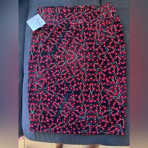 Lularoe Women’s Red Cassie Pencil Skirt With Floral Size XL